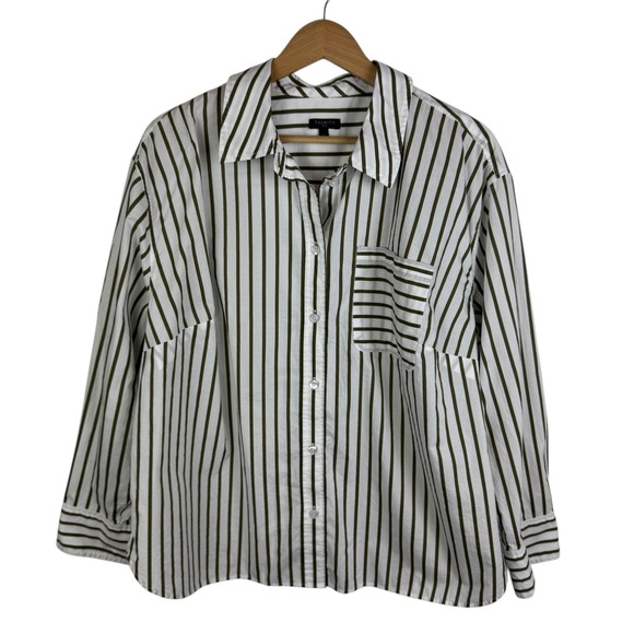Talbots Striped Button Down Shirt Size 1X Long‎ Sleeve Cotton Relaxed Capsule - Picture 1 of 8